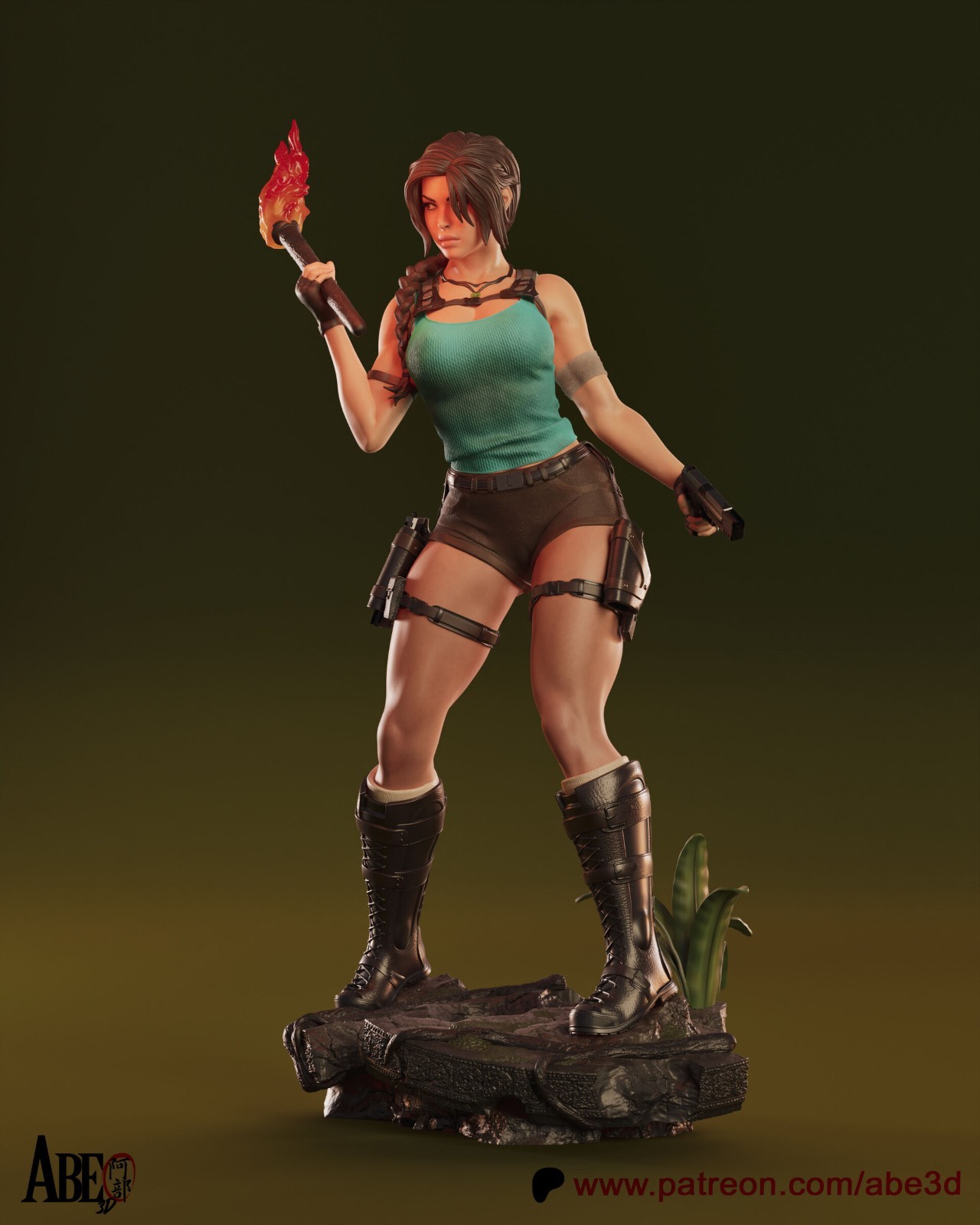 UNPAINTED Lara Croft Tomb Raider Diorama 3d Printed Model Kit