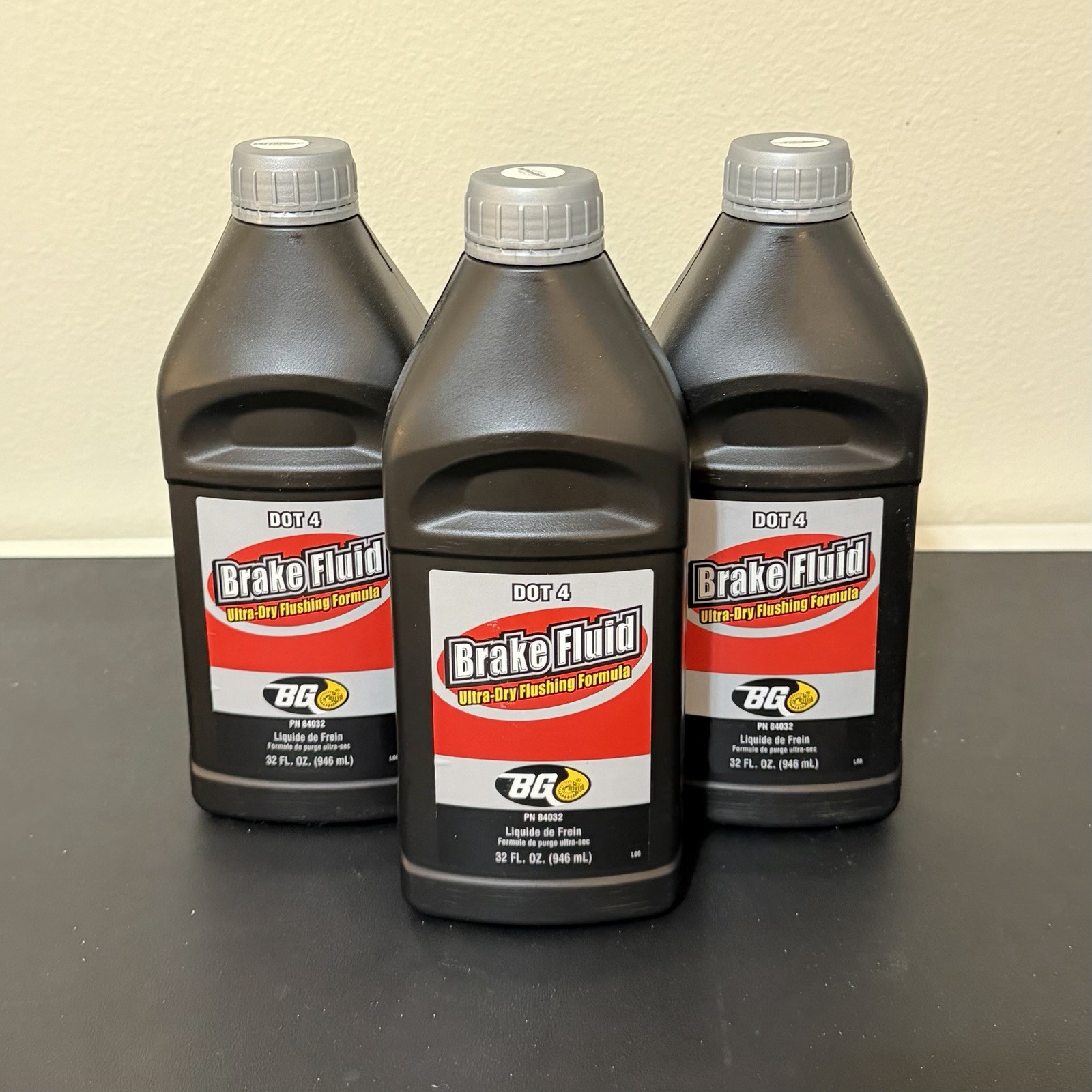 Pack of 3 | BG DOT 4 Brake Fluid 32 FL. OZ. | FREE SHIPPING
