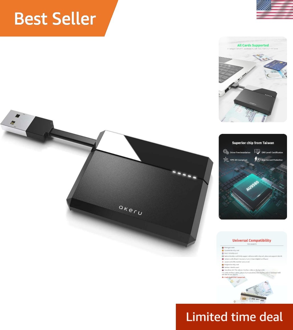 Portable CAC Card Reader: Universal Smart Card Reader for Mac & Windows