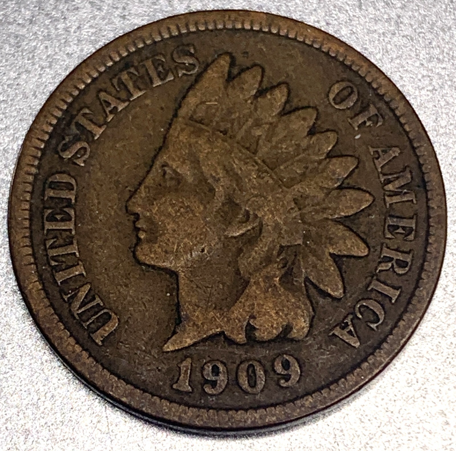1909 Indian Head Cent Fine F Coin SS171