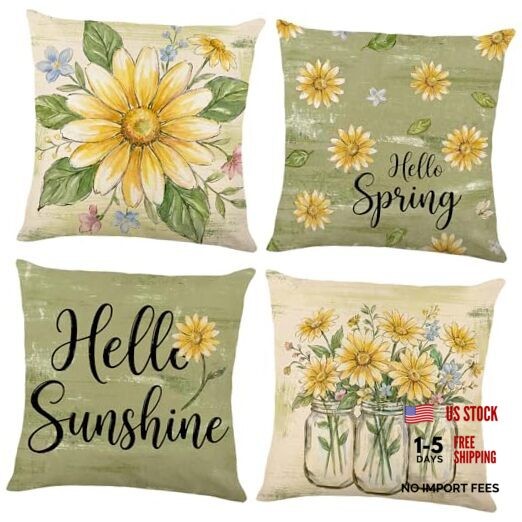 Spring Pillow Covers 18x18 Set of 4 18" x 18" (Pack of 4) Olive Green