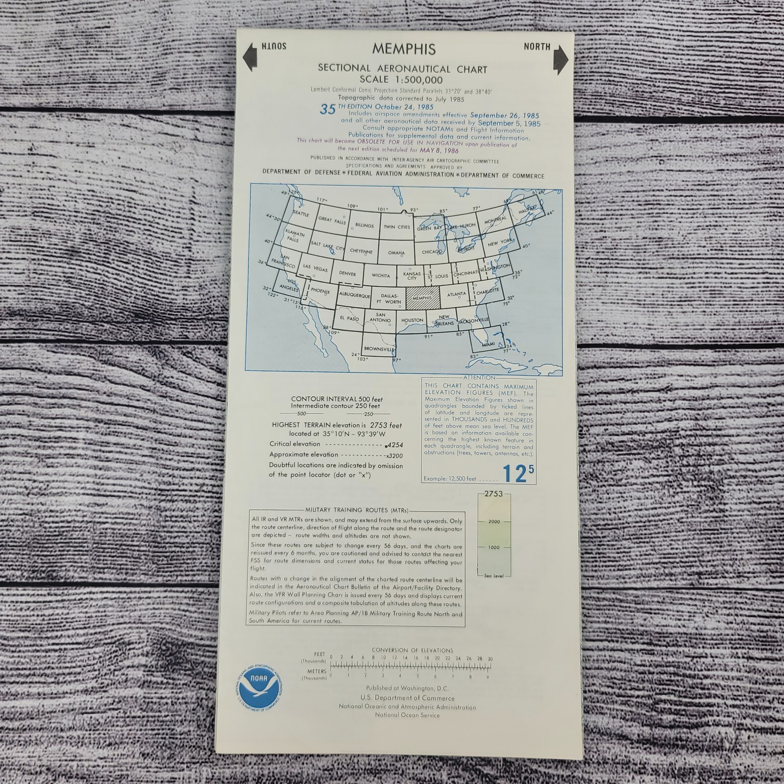 35th Edition October 24 1985 MEMPHIS Sectional Aeronautical Chart