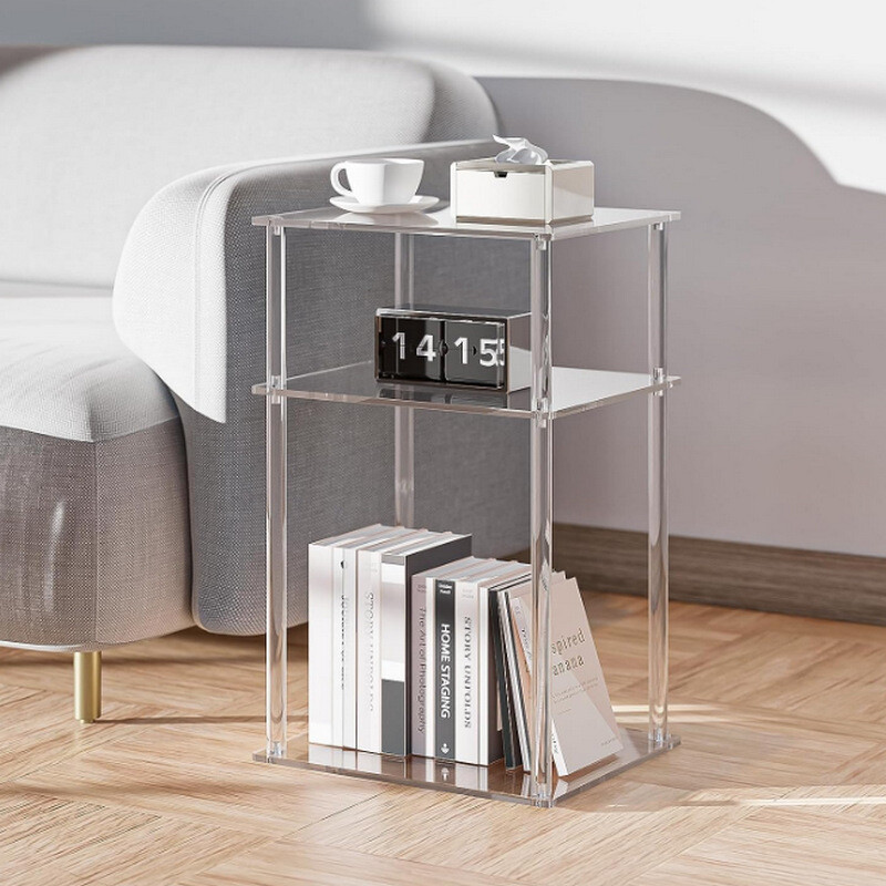 Acrylic Narrow Side Table 7" Wide Skinny Nightstand/Bedside Slim Small End Table