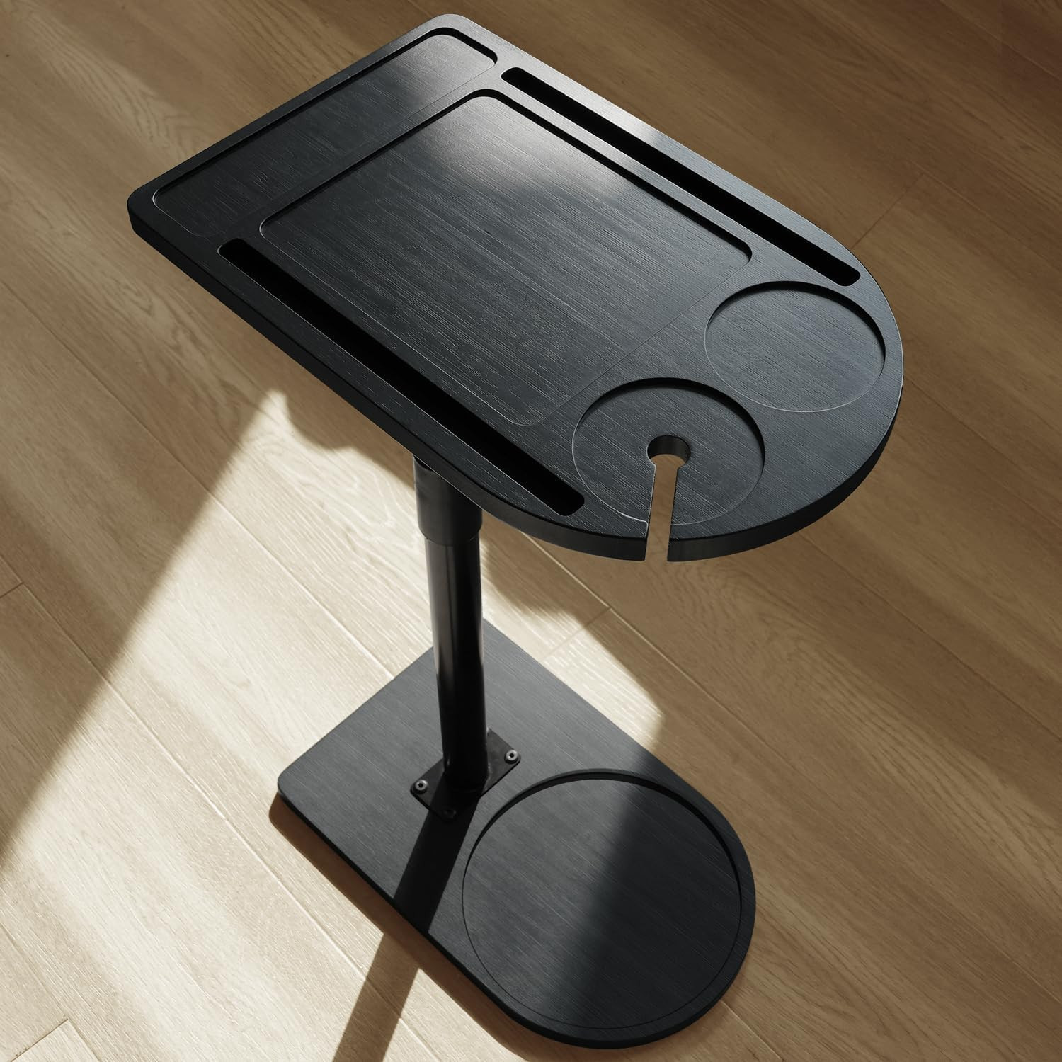 360° Rotatable Sofa Tray Table for Couch Arm - Height Adjustable End Table for B