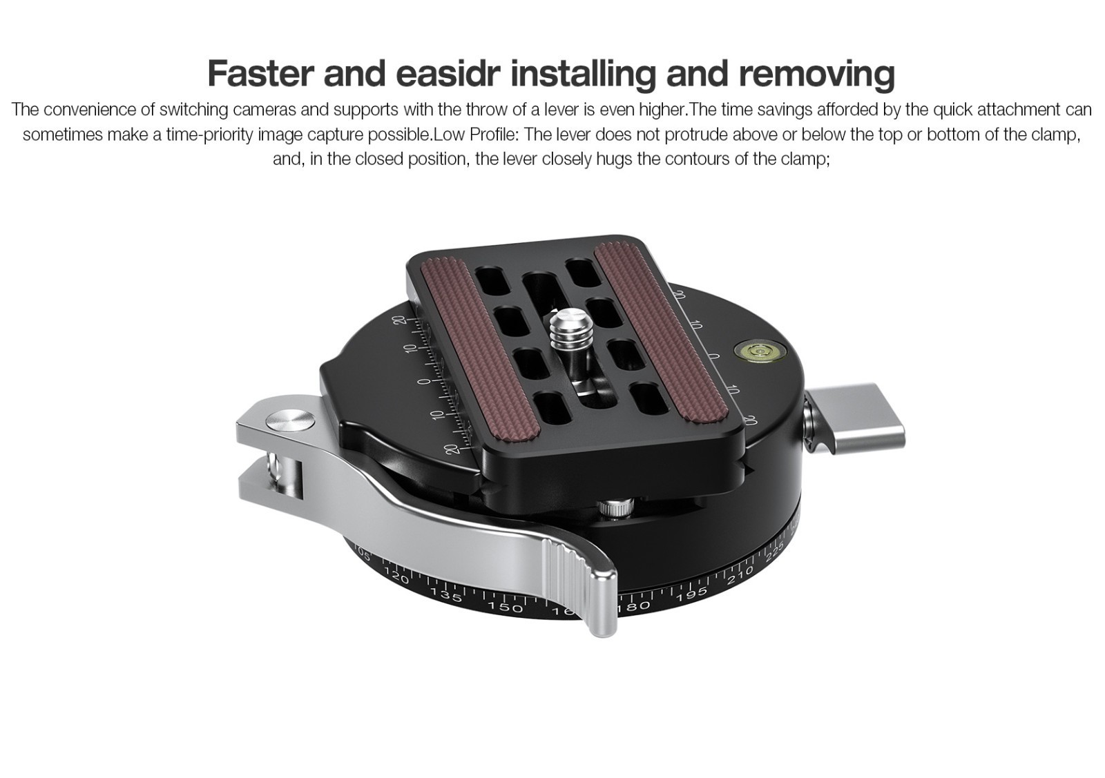 Leofoto PCL-70 70mm Panning Lever-Release Control Clamp for Tripod Heads