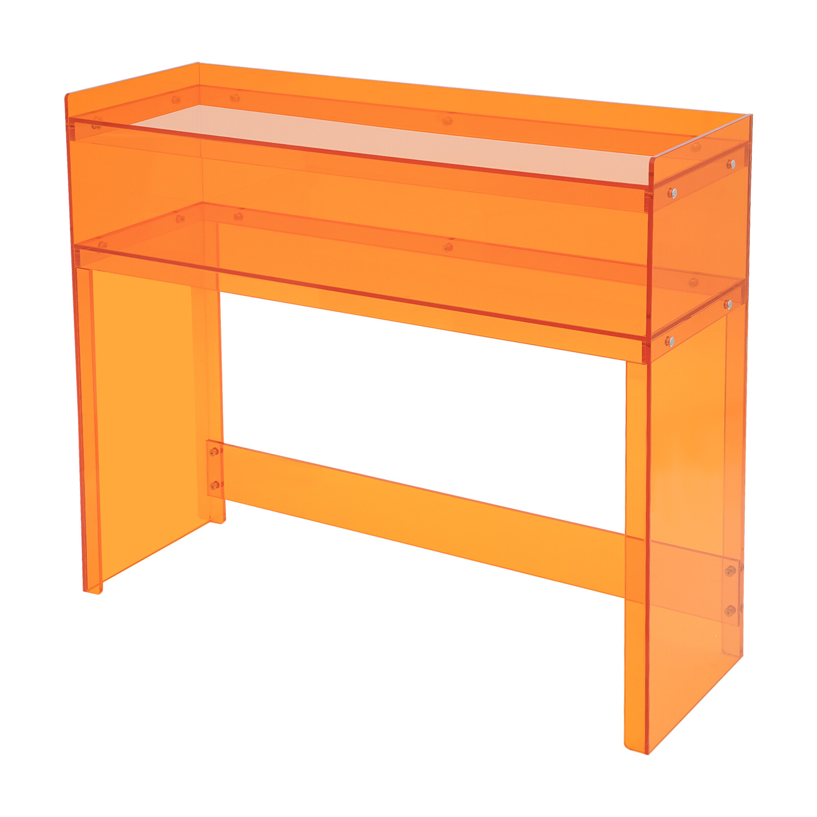 Small Entryway Table 2 Tier Acrylic Table Clear Entry Table Orange 100*30*80cm