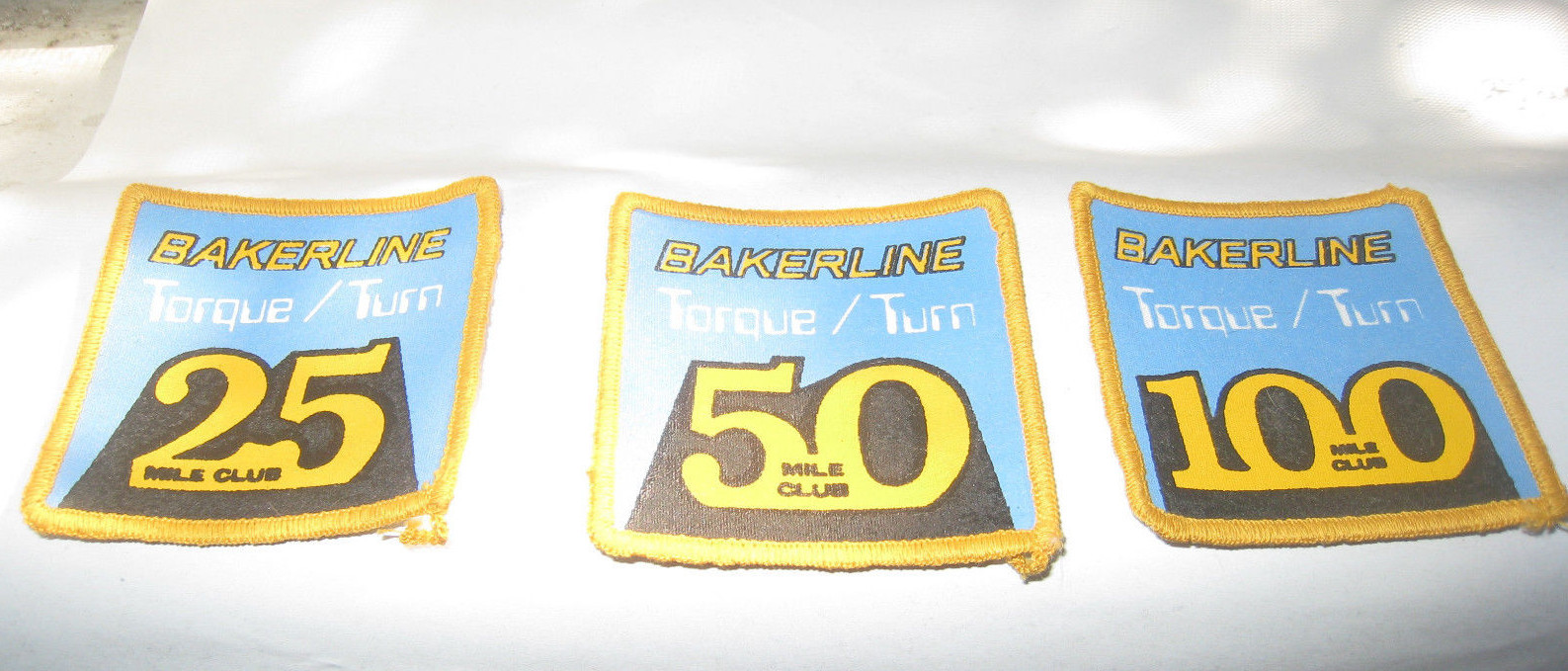 3 Bakerline Torque Turn Patches 25 Mile 50 Mile 100 Mile Club Baker Oil Tools