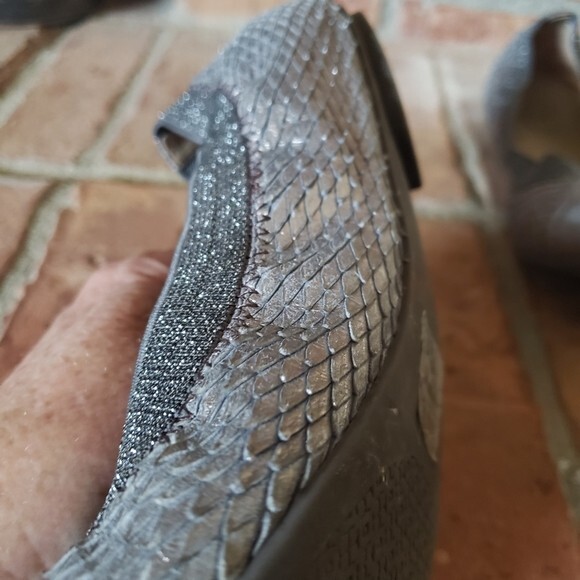 Tory Burch Silver Gabby Python Ballet Flats