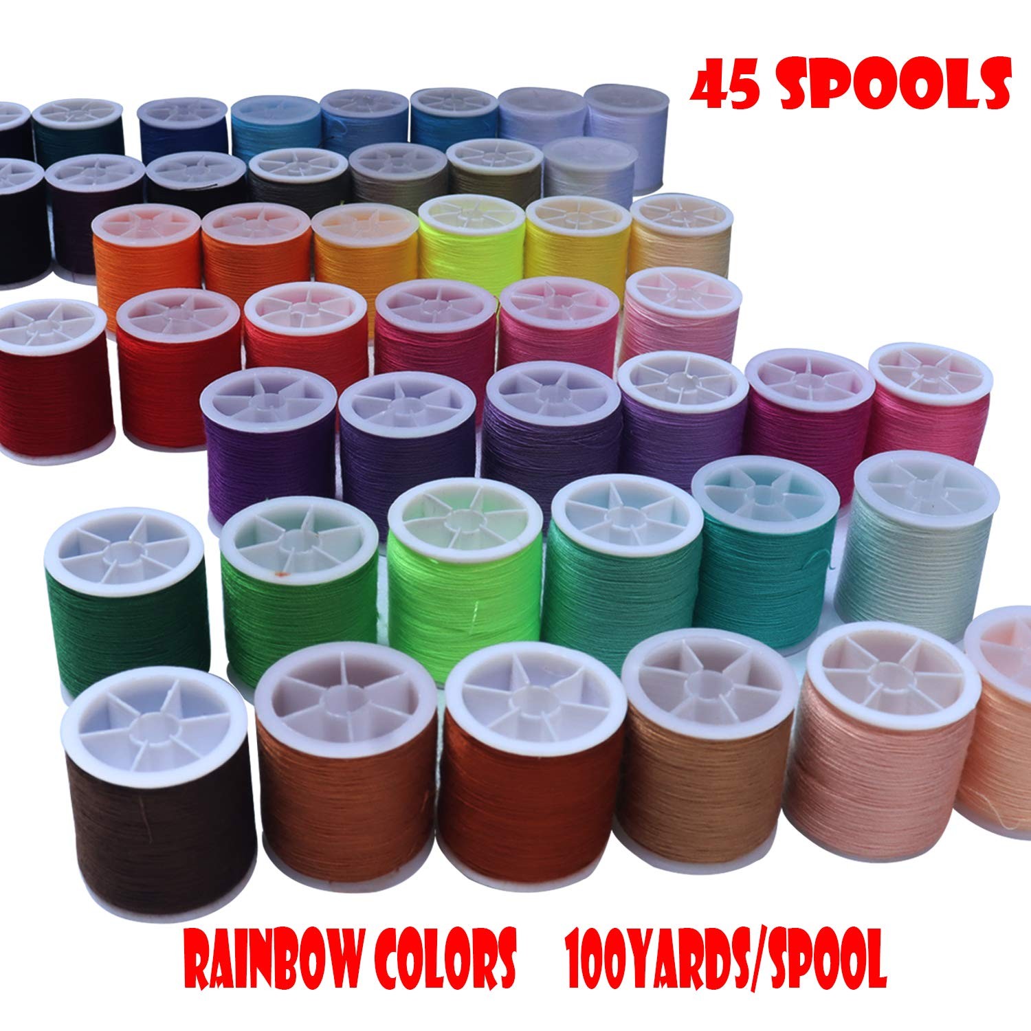 Sewing Thread Kit 45 Spools, Polyester Thread, 100 Yards, Multicolor