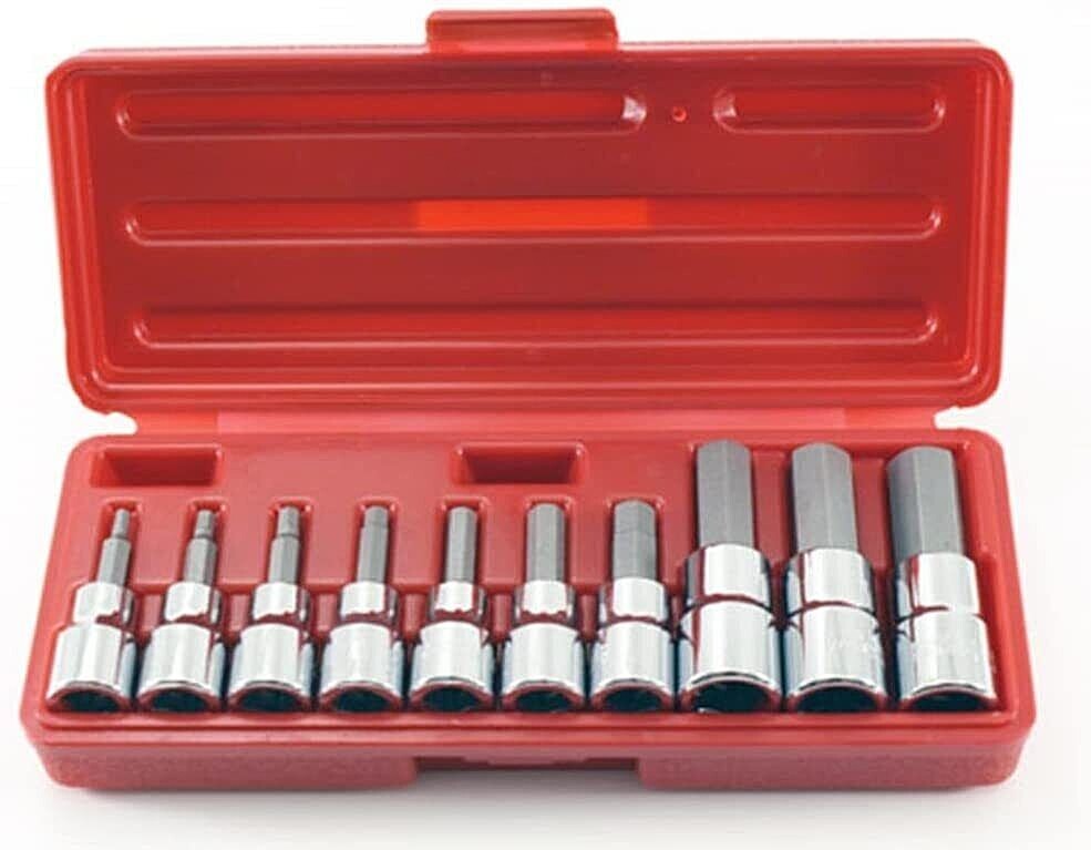10 pcs Hex Bit Socket 3/8" & 1/2" Drive Standard SAE Allen Bit Sockets Set