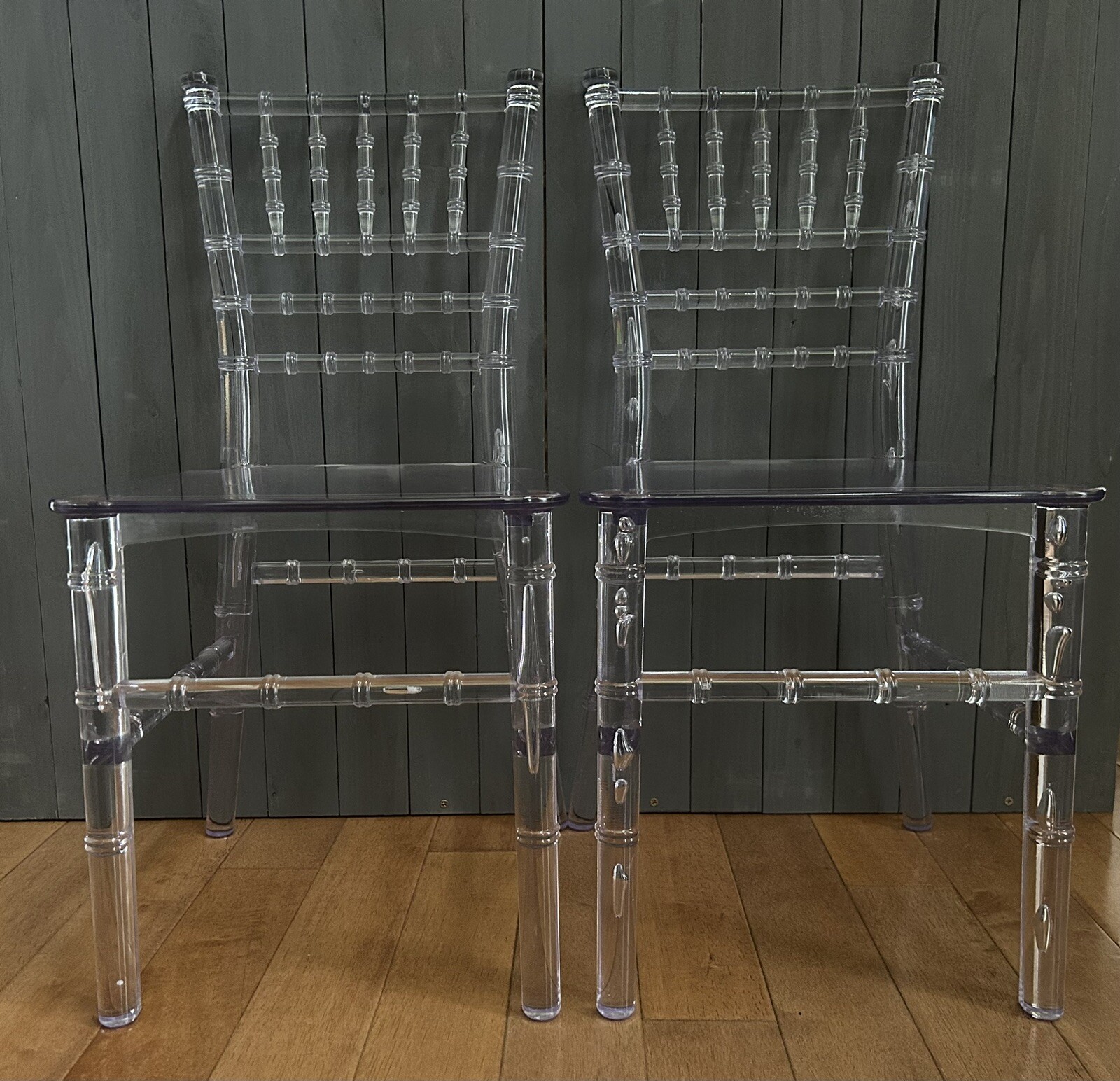 Child’s Crystal Purple Tint Polycarbonate Party Play Chairs Chiavari Set Of 2