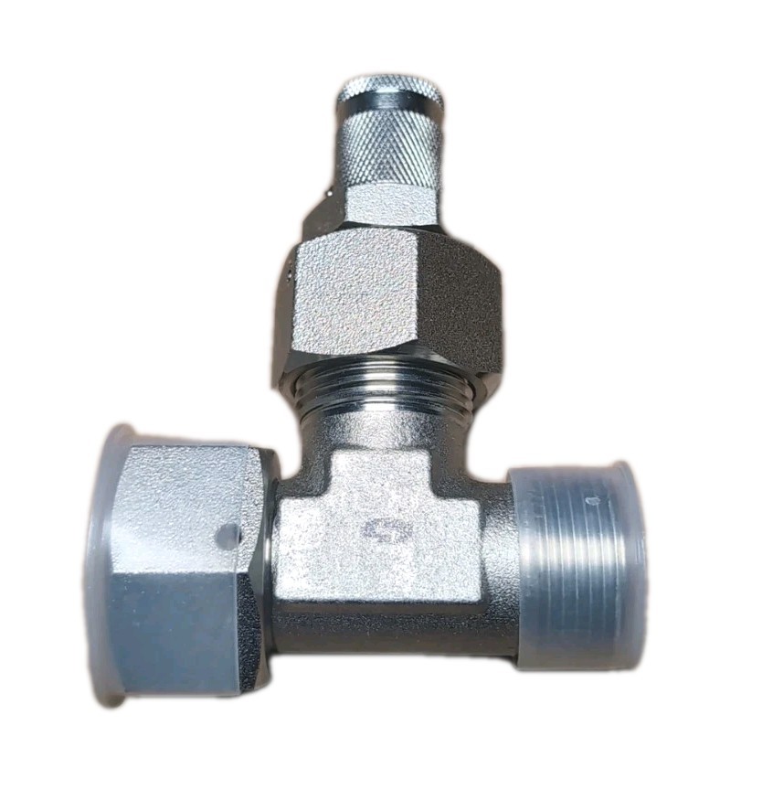 DKO M30 x 2.0 - 20S Heavy Duty Hydraulic Test Tee 24° Cone Swivel Run Connector