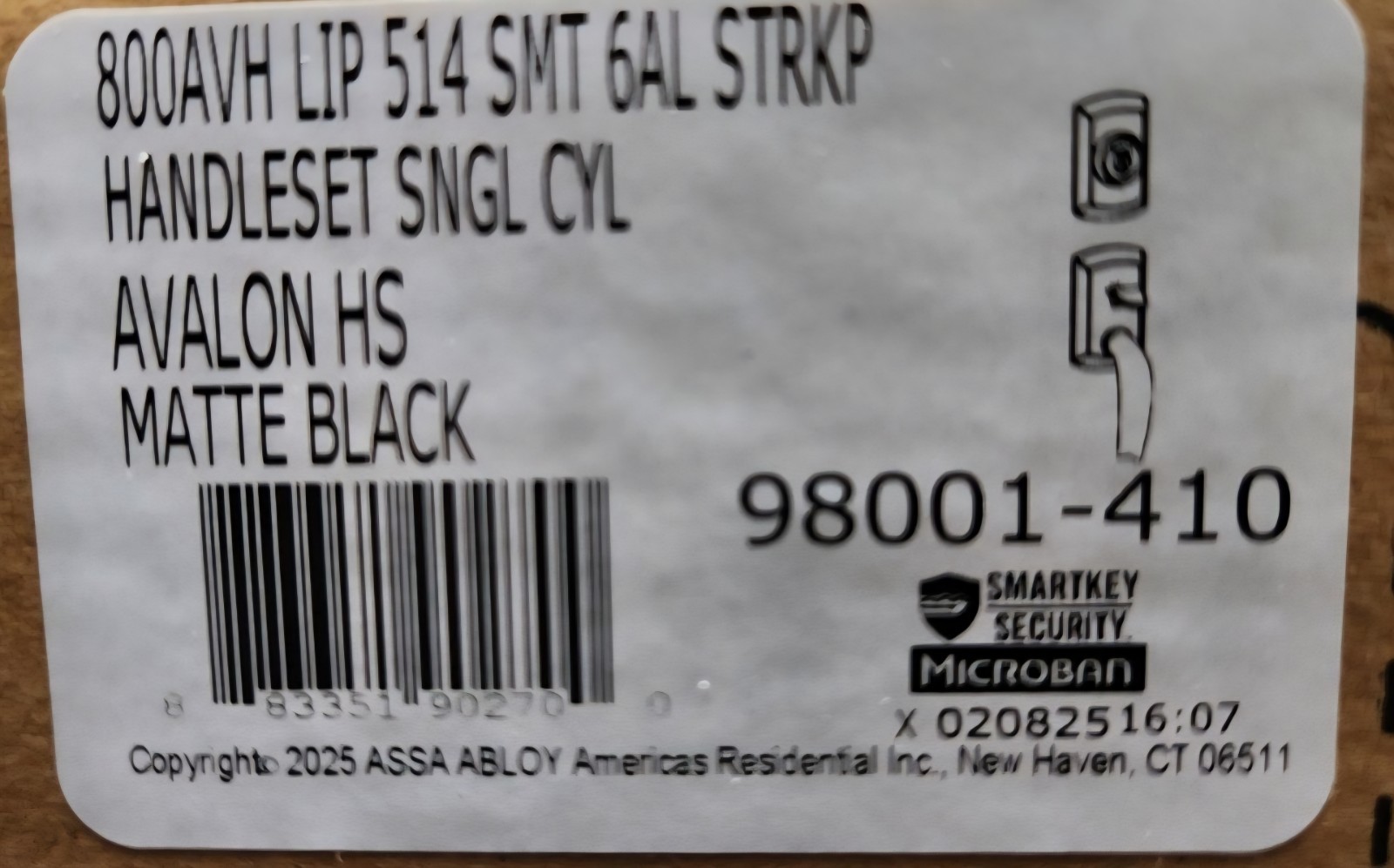Kwikset 800AVH-514-SMT-6AL-STRKP-LIP Avalon Handleset Matte Black PARTS - READ