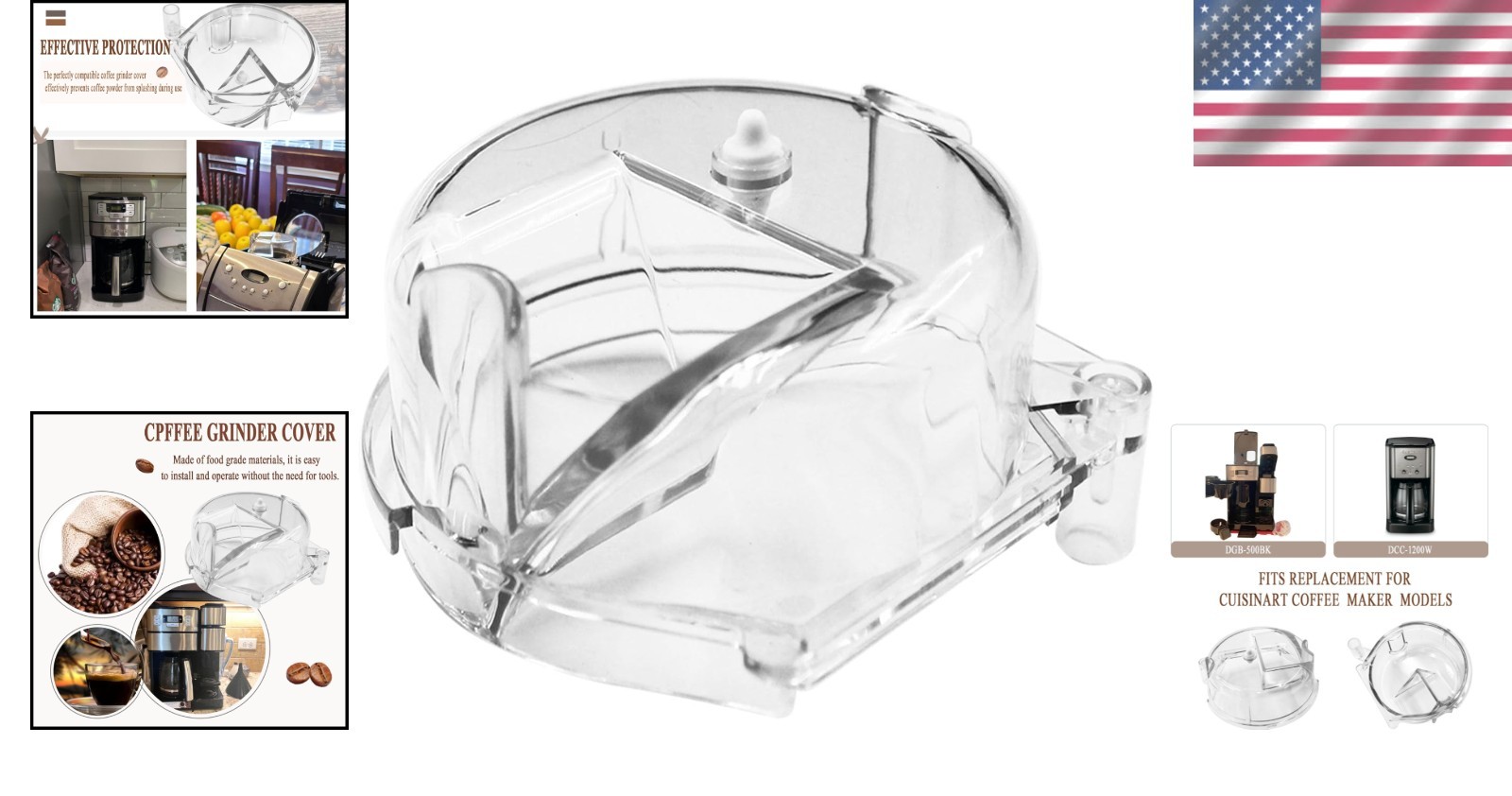 Replacement for Cuisinart Coffee Maker Clear Replacement Grinder Assembly Lid D