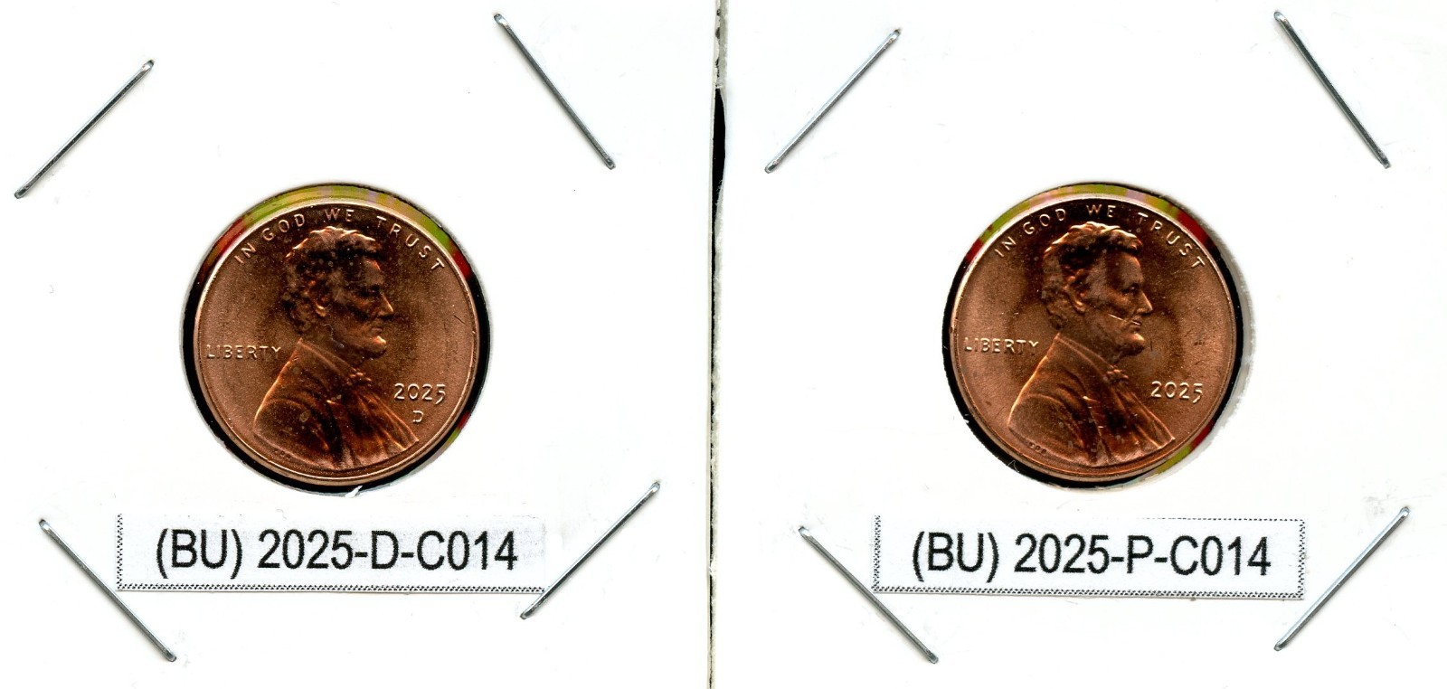2025 D & P LINCOLN SHIELD CENT Brilliant Uncirculated (BU) Last Year PENNY! C014