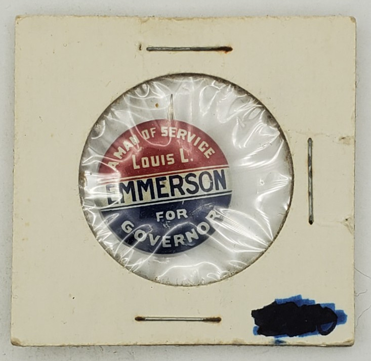 1928 Louis L Emmerson A Man Of Service IL Governor Campaign Pinback Button