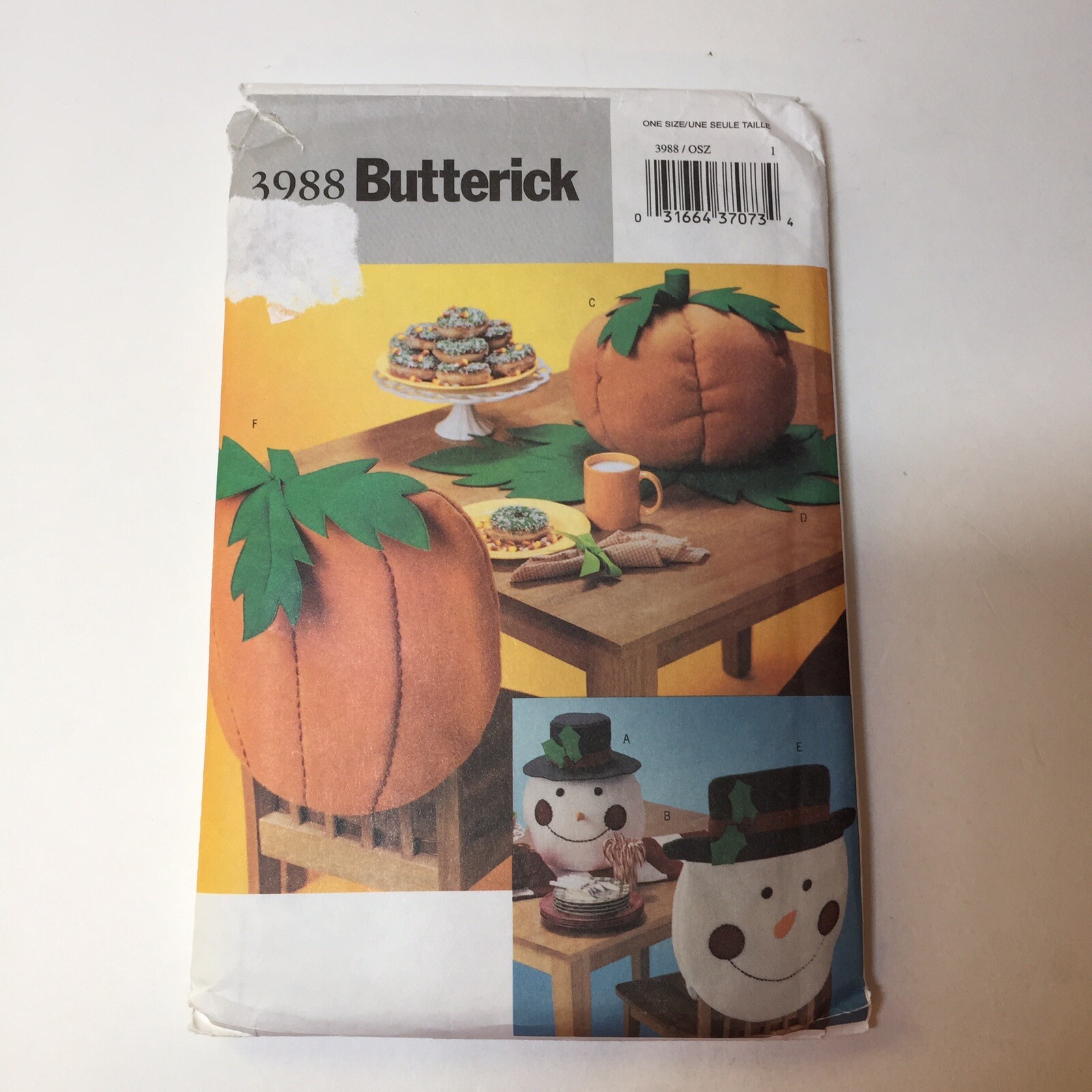 Butterick 3988 Tabletop for Fall and Winter Centerpiece Runner Chair Back