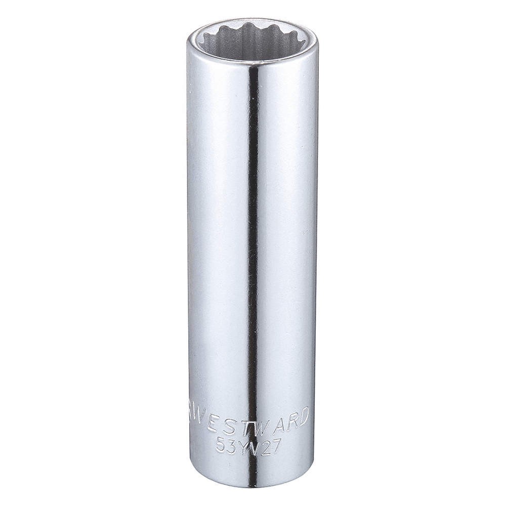 WESTWARD 53YV27 Socket, Steel, Chrome, 5/8 in 53YV27