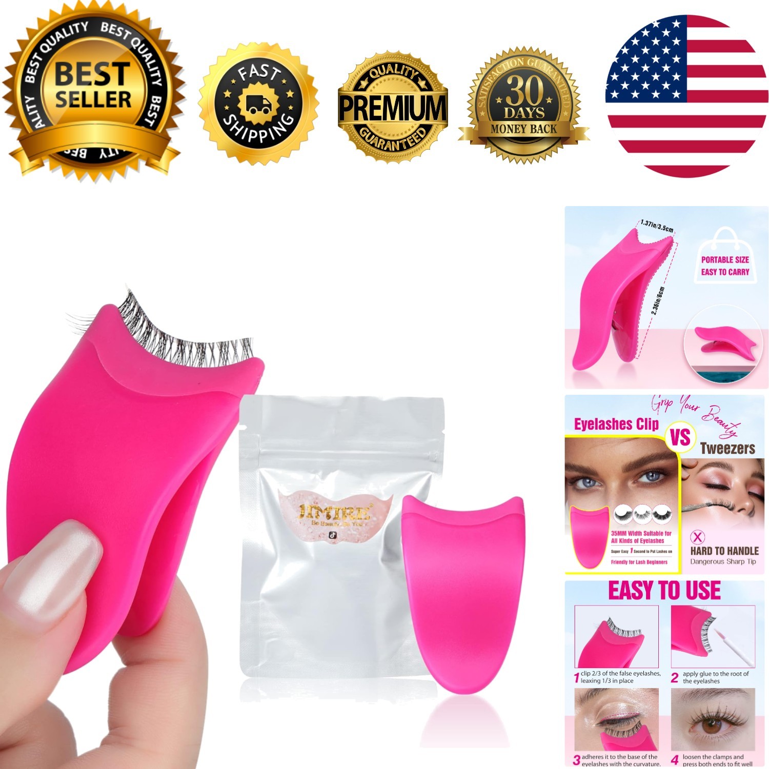 Elegant Plum False Eyelashes Applicator Clip - Perfect for Beginners