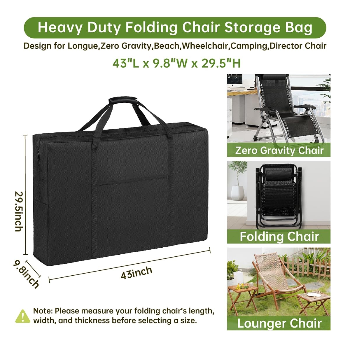 Heavy Duty Folding Chair Storage Bag | Upgrade Large Water-Resistant Carry Ba...