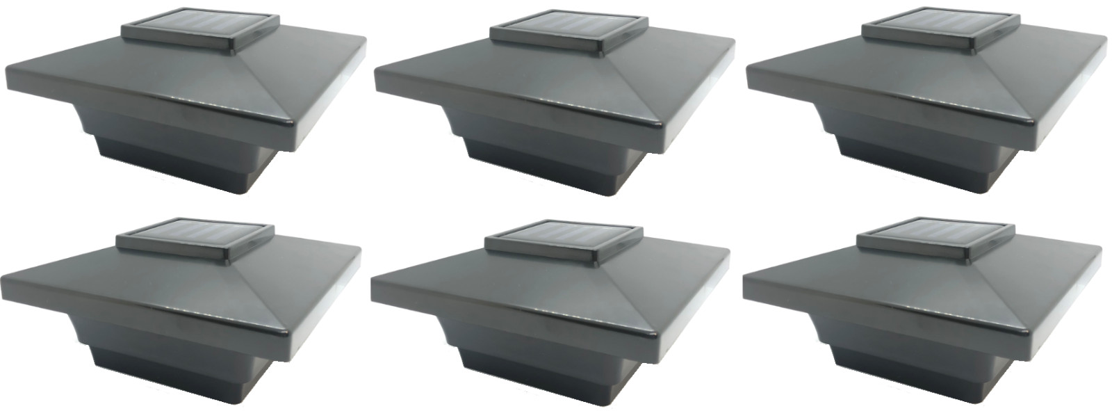 Solar Post Cap Low Profile 4 SMD LED Black 4X4 Vinyl & Wood ( 6 Pack ) PL251B