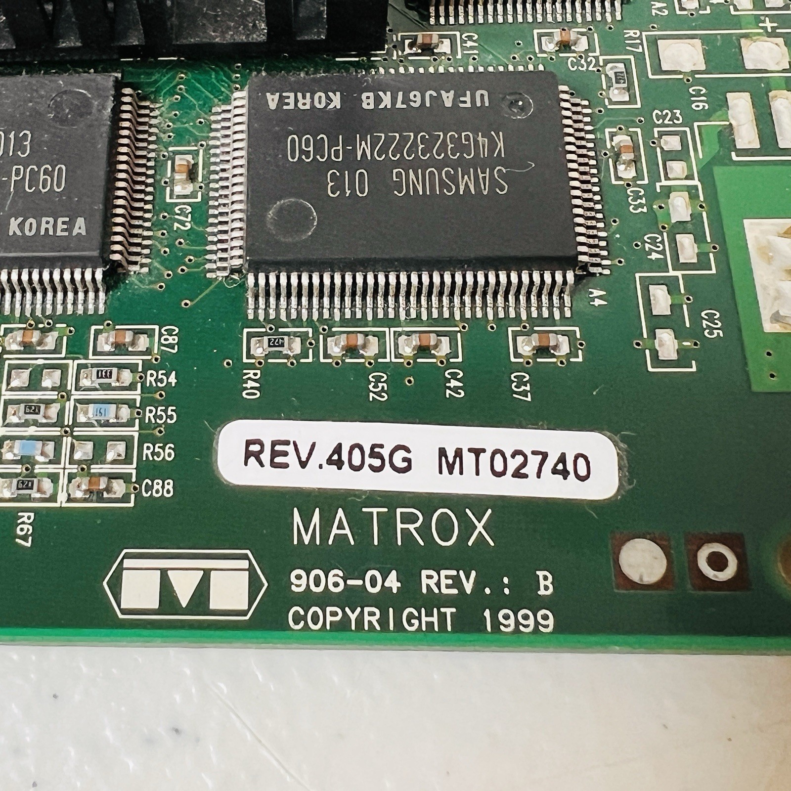 Vintage MATROX 905-04 REV-B 405G Samsung 013MT02740 One Piece USED Graphics Card