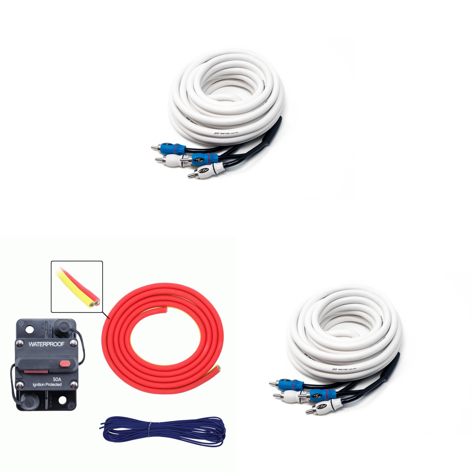 Metra MLAK8-10 50 Amp Breaker 8GA Tinned Pure Copper 10 foot Marine Wiring Ki...