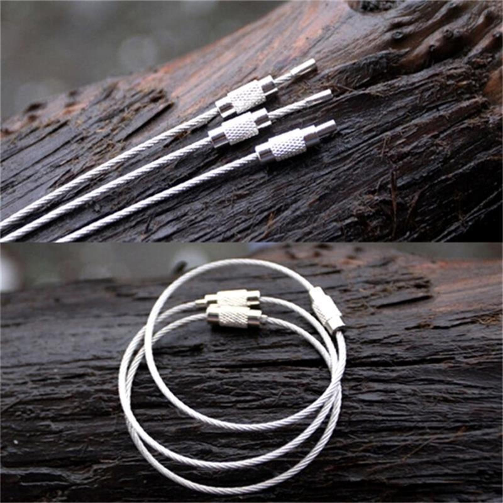 20x 1.5mm Screw Locking Wire Keychain Cable Rope Key Holder Keyring Chain Ring G