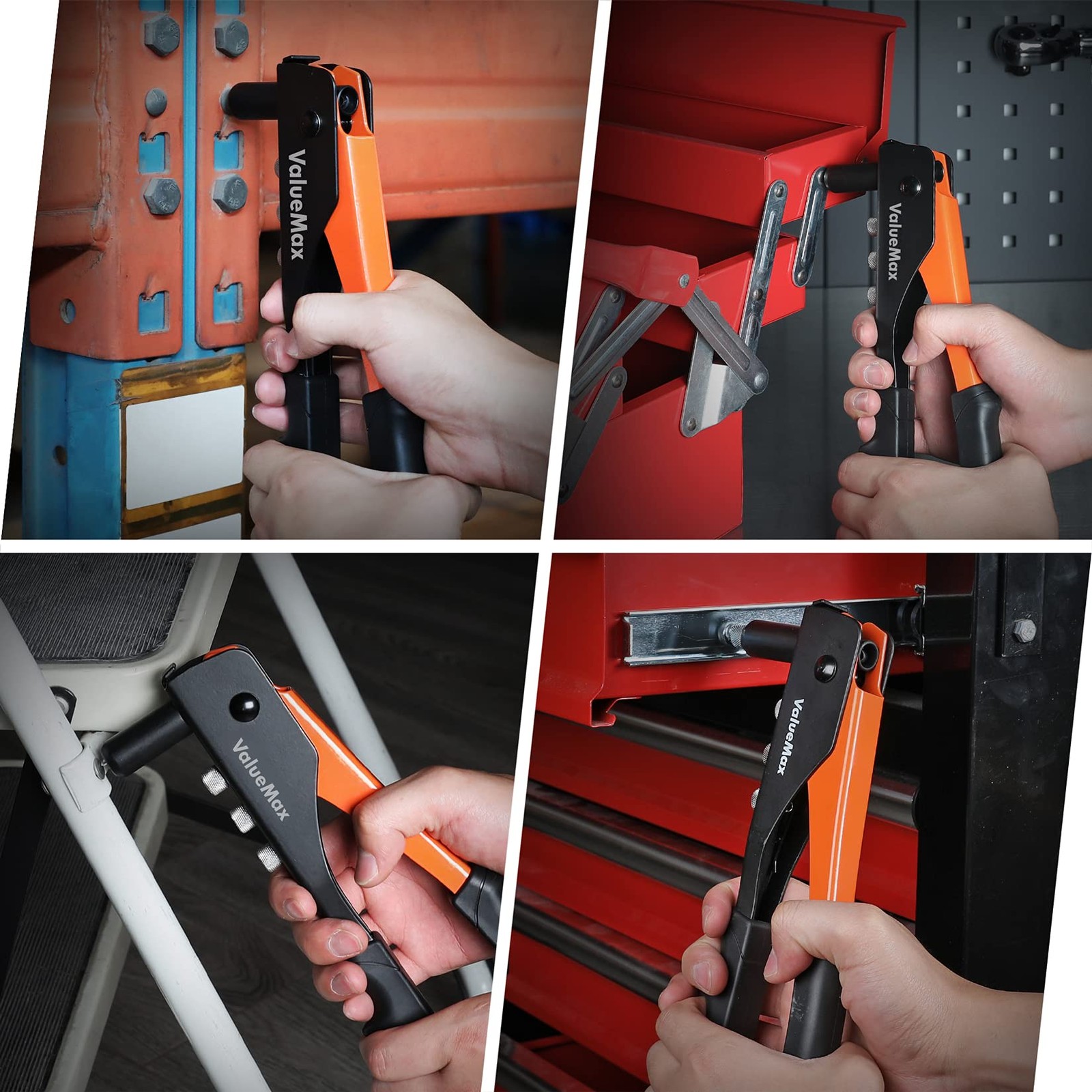 ValueMax 4-in-1 Hand Riveter/Rivet Gun, Pop Rivet Tool Kit with 200 Rivets -...