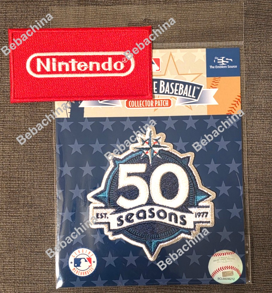 50 Season Patch + Nintendo Patch Seattle Mariners Ad PATCH Jersey Patch Blue