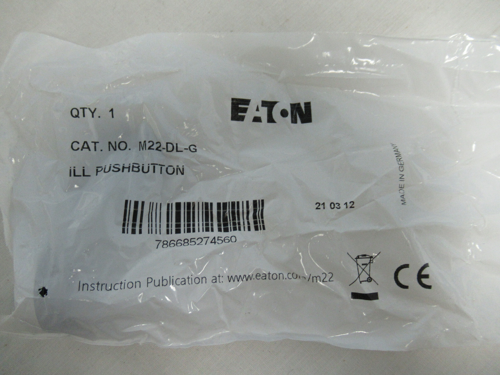 EATON M22-DL-G Push Button Actuator GREEN Illuminated