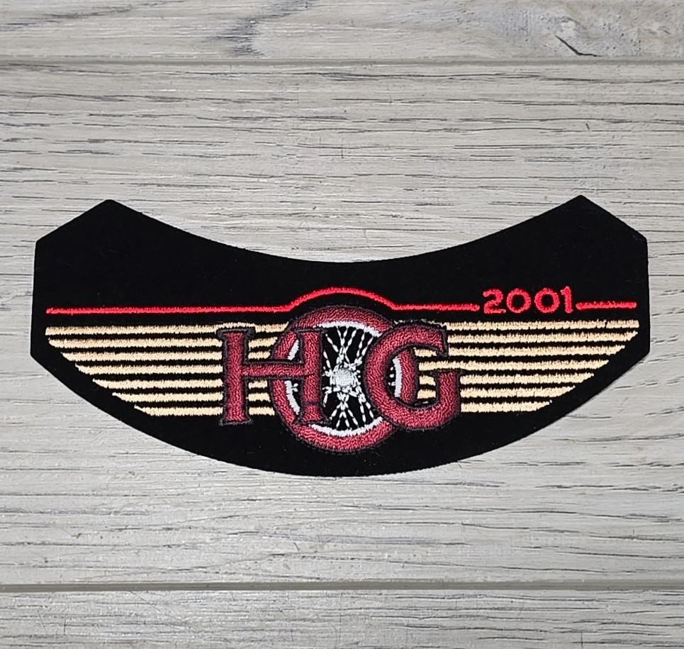 Vintage 2001 HOG Harley Owners Group Spoked Wheel Small Rocker Vest Jacket Patch