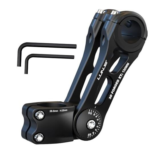 Adjustable Bike Stem 31.8mm - 120° Ergonomic Angle MTB Stem Matte Black 130mm