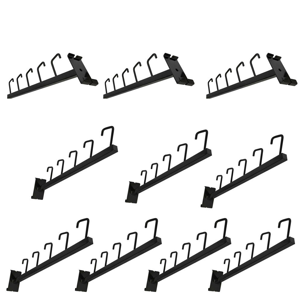 10 Pc GLOSS BLACK Waterfall 5 J Hook Gridwall Hooks 17.5" Long Faceout Retail