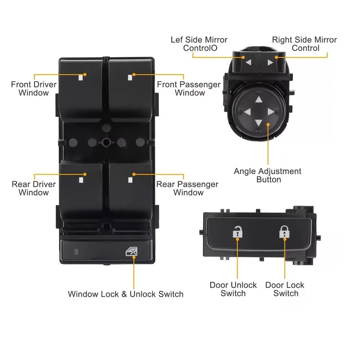 Driver Side Power Window Control Switch Button for 2007-2013 Chevrolet Silverado