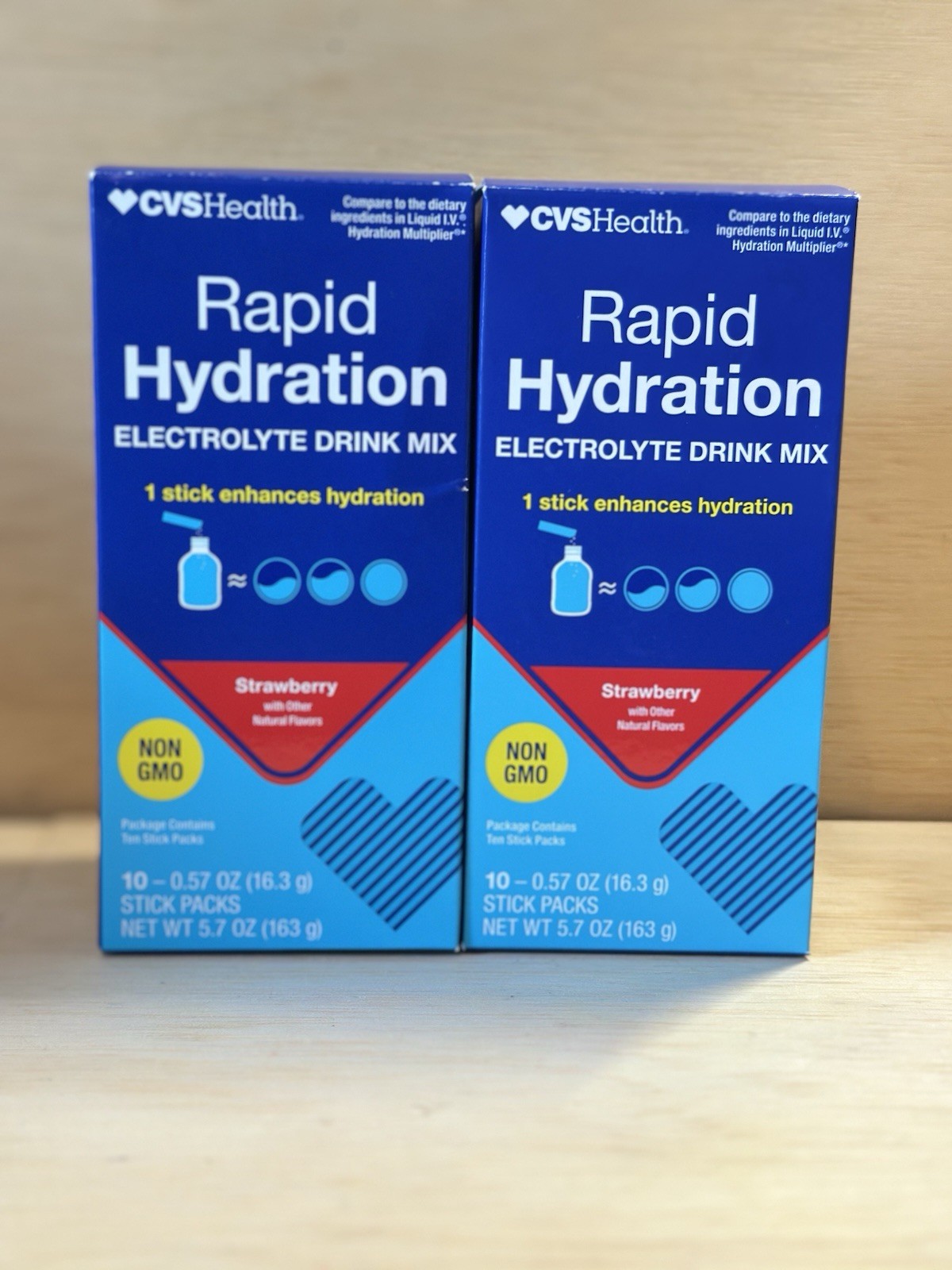 2-CVS Rapid Hydration Electrolyte Drink Mix Strawberry, 10 Stick Ea- Exp 3/27