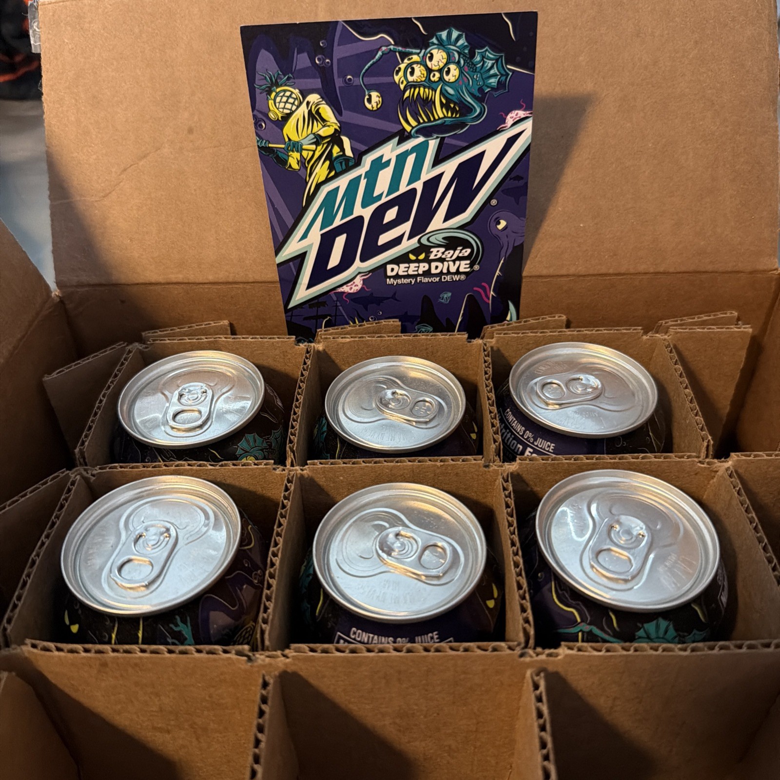 Mountain Dew Baja Deep Dive Soda Can Collectible Advertising Original 6 pack