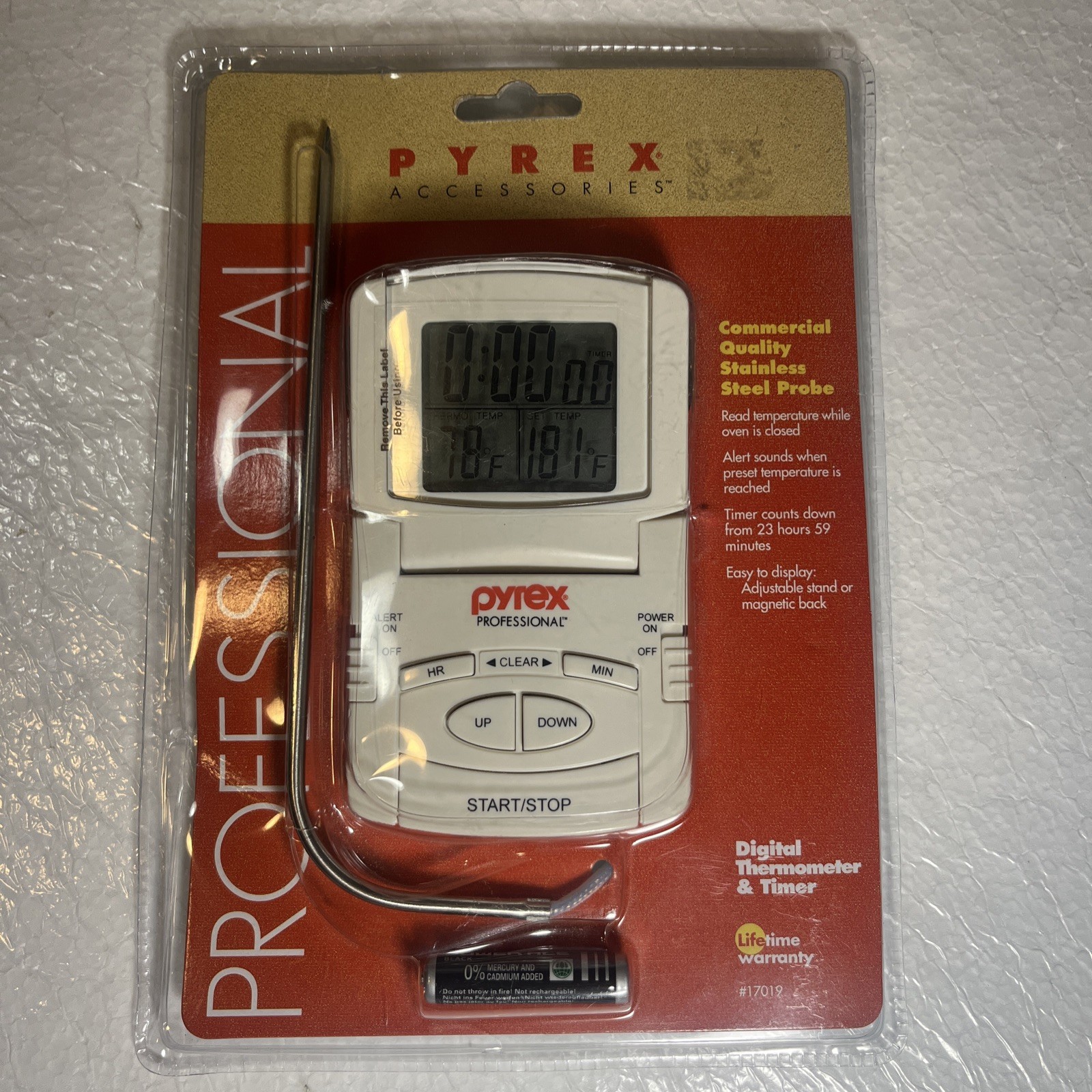 Pyrex Professional Digital Meat Thermometer Probe 1999 Vintage Kitchen BBQ