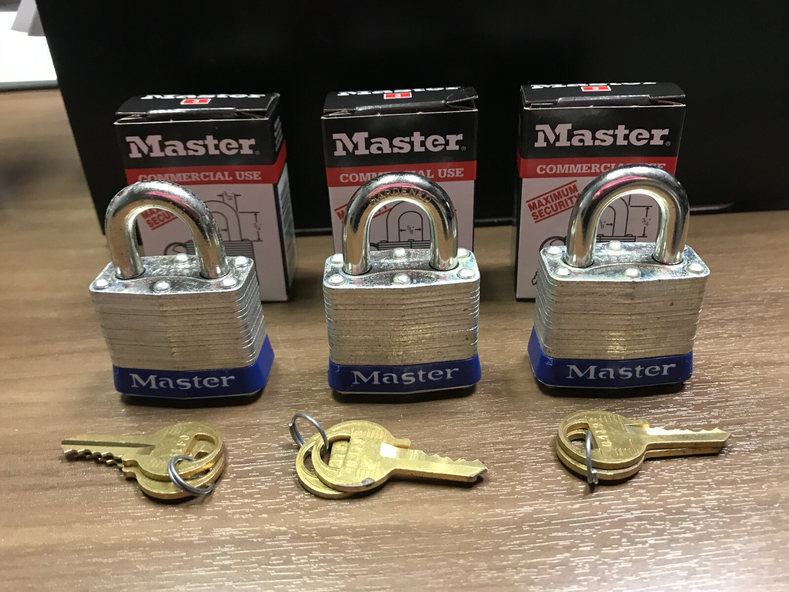 Lot of 3 Master Lock Maximum Security Commercial Padlock #3 KA....NOS