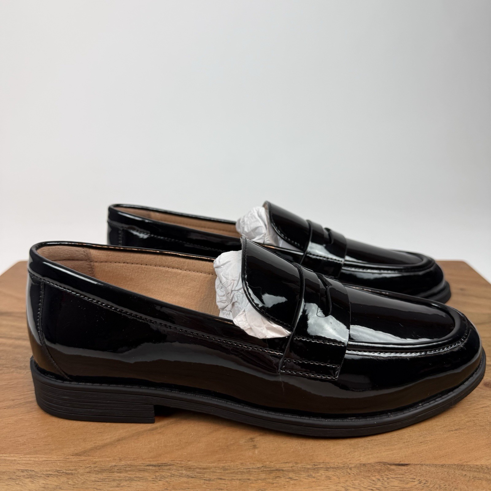 New Womens Cole Haan Black Patent Haverhill Penny Loafers Shoes Sz 6.5 B