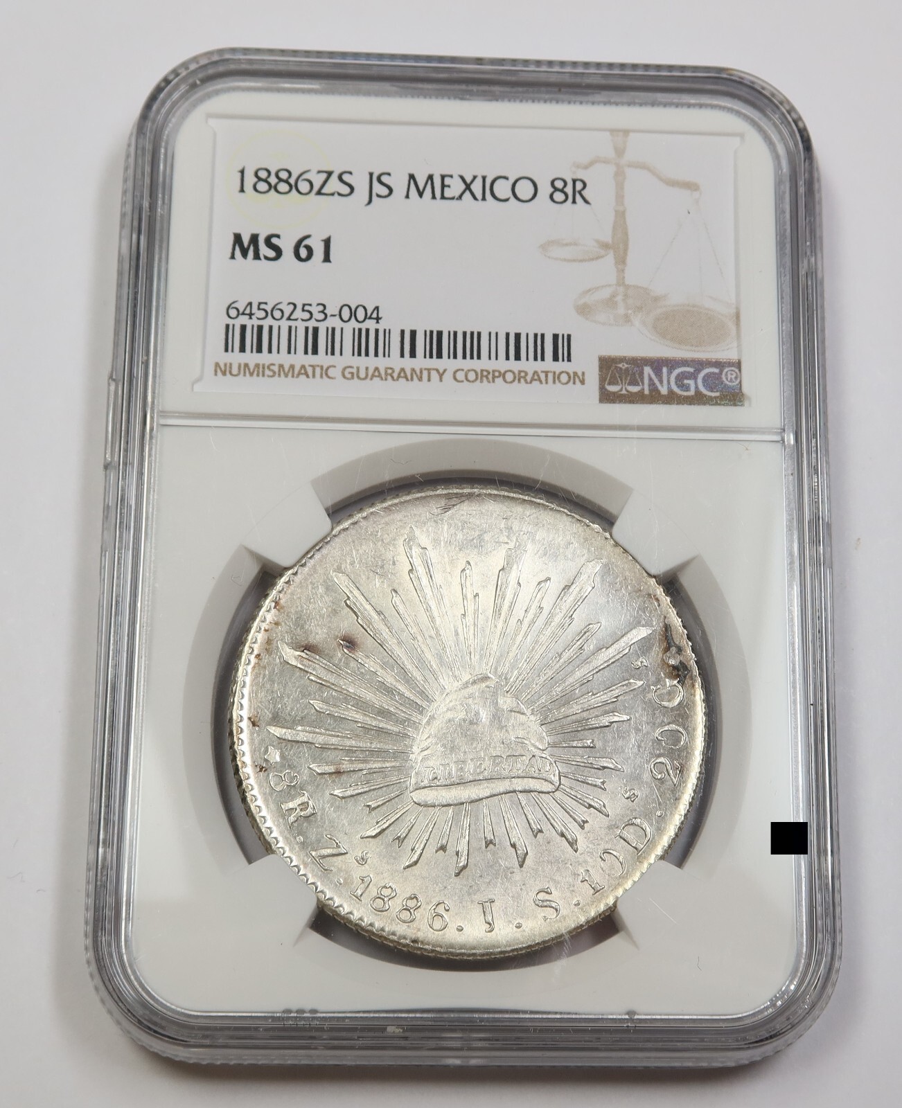 1886-ZS JS NGC MS61 | REPUBLIC of MEXICO - Silver Eight Reales 8R Coin #35682A