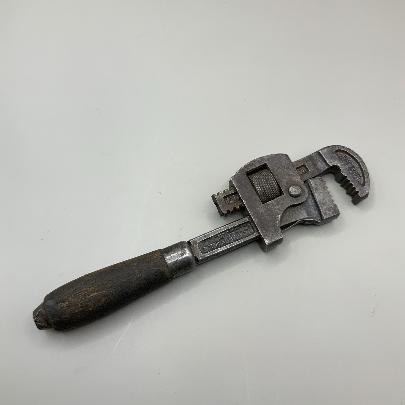 Vintage Tobrin No. 8 Adjustable Wrench Wood Handle Plantsville CONN