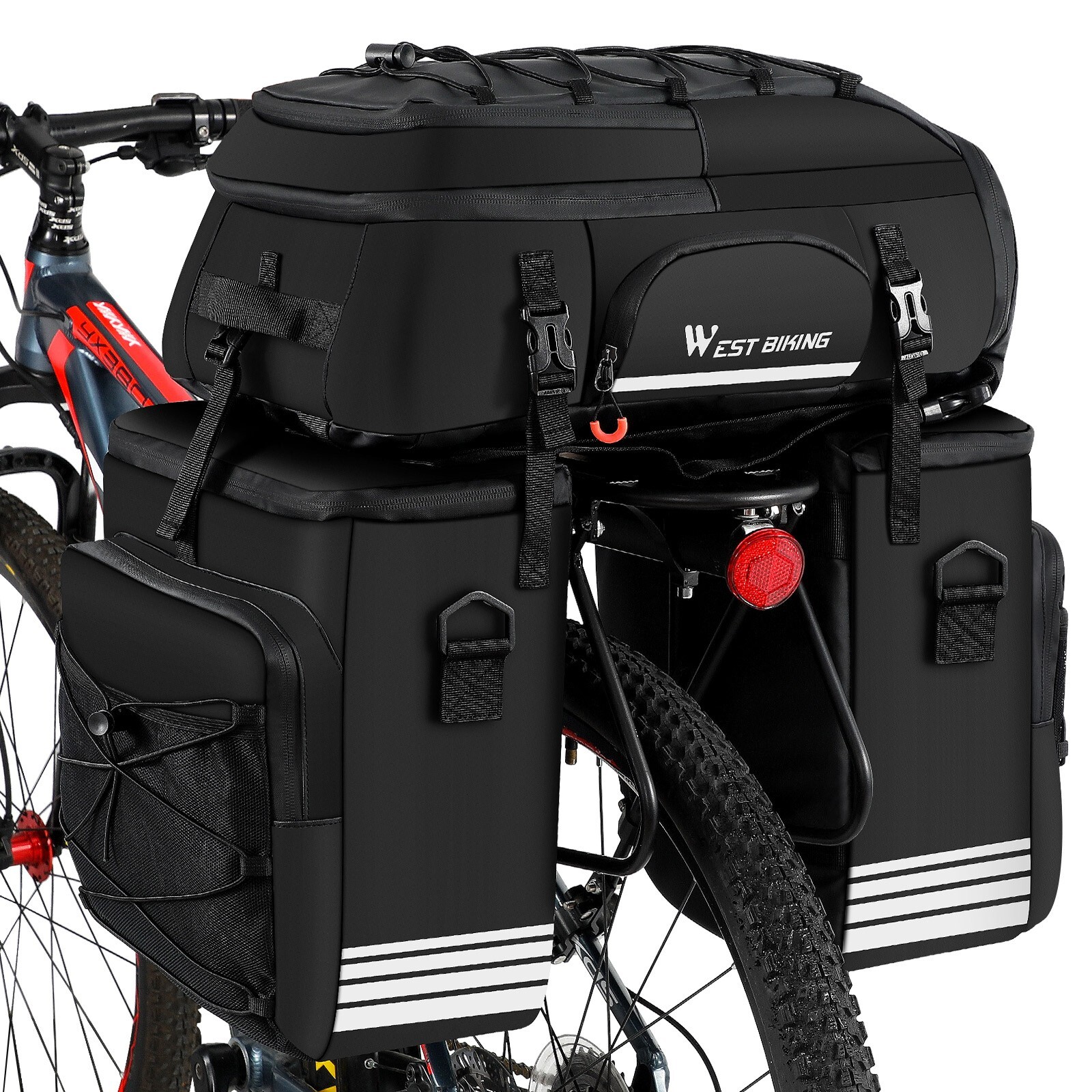 WEST BIKING 3 in 1 Bicycle Bag Waterproof Rear Rack Pack Bag Bike Pannier 48L