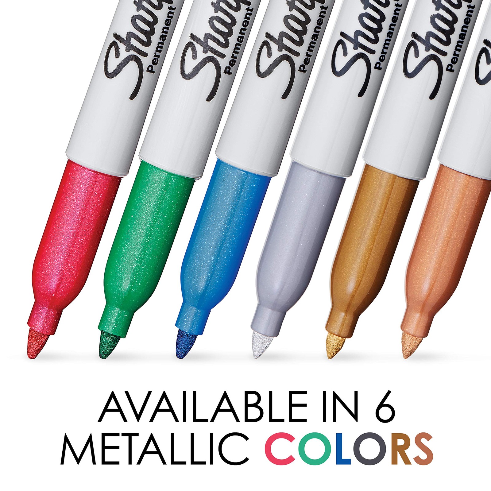 SHARPIE 39109PP Metallic Permanent Markers, Fine Point, Silver, 4 Count