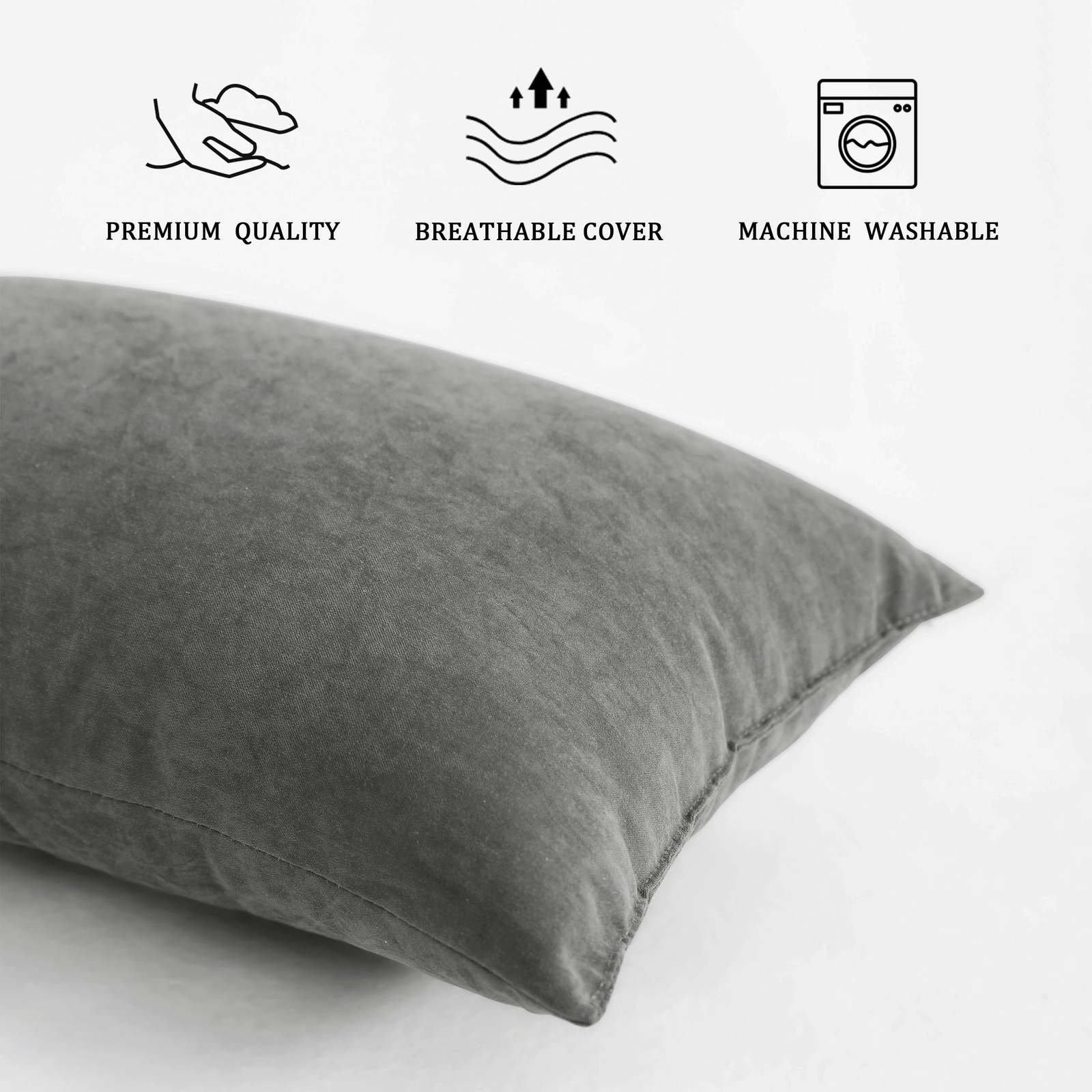 BEDSUM Mini Pillows 11x7 Microfiber: Travel Inserts, 2 Pack, Dark Grey