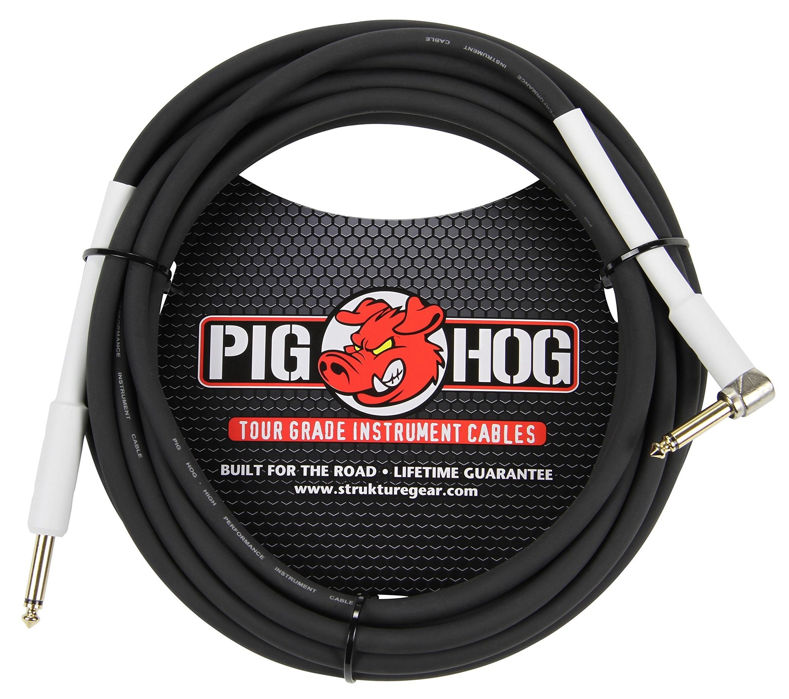 Pig Hog PH10R High Performance 8mm 1/4" to 1/4" Right-Angle Guitar Instrument...
