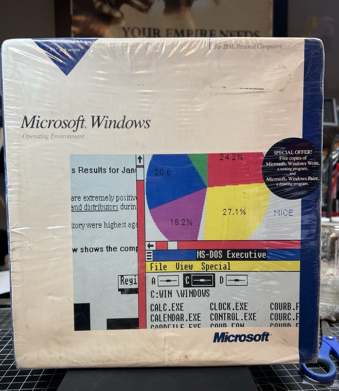 RARE VINTAGE MICROSOFT WINDOWS 1.04 (1987) FACTORY SEALED! 3 1/2 DISK VERSION!