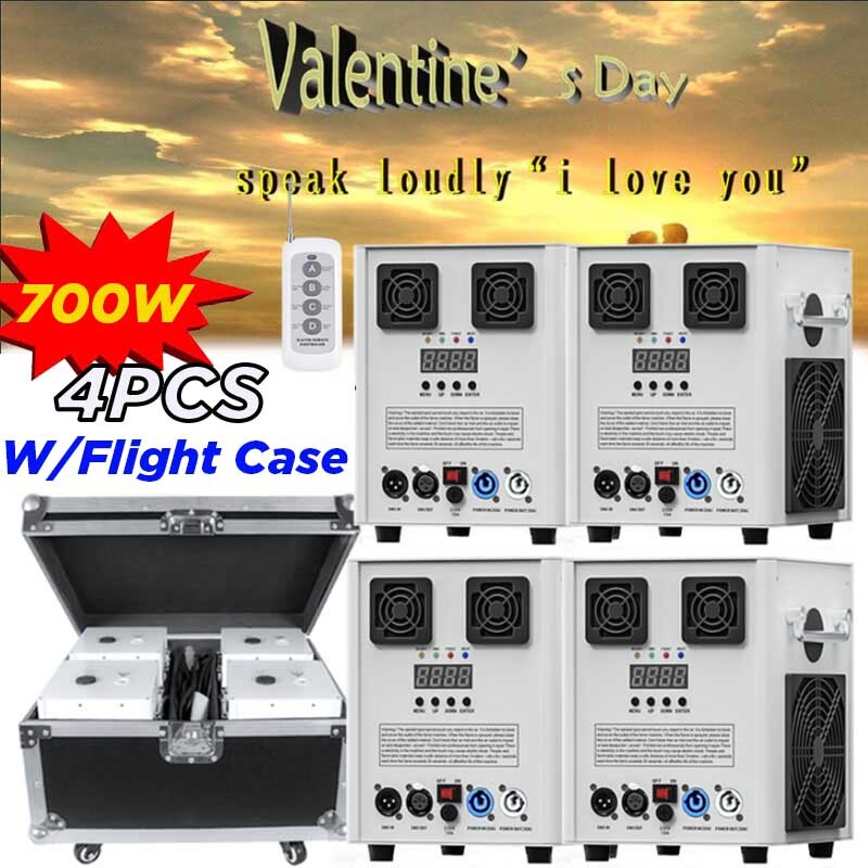 4PCS 700W Cold Spark Machine Party Stage Sparkle DJ Party Wedding W/Flight Case