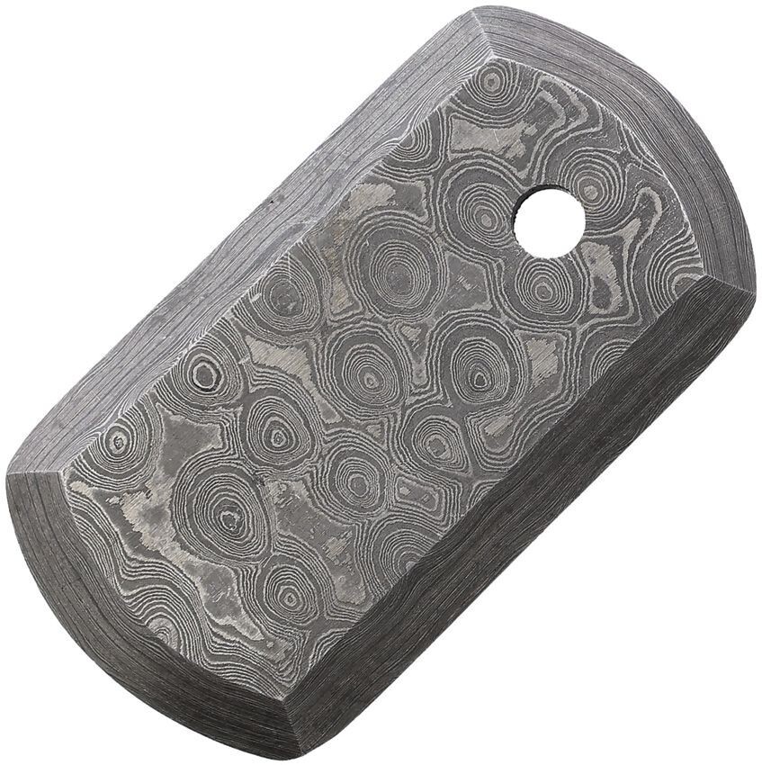 Damascus Dog Tag Made From Durable Forged Layered Damascus Steel Construction
