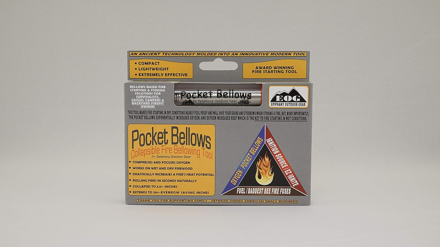 Pocket Bellows - Weatherproof Collapsible Fire Bellowing Tool for Starting Fire-